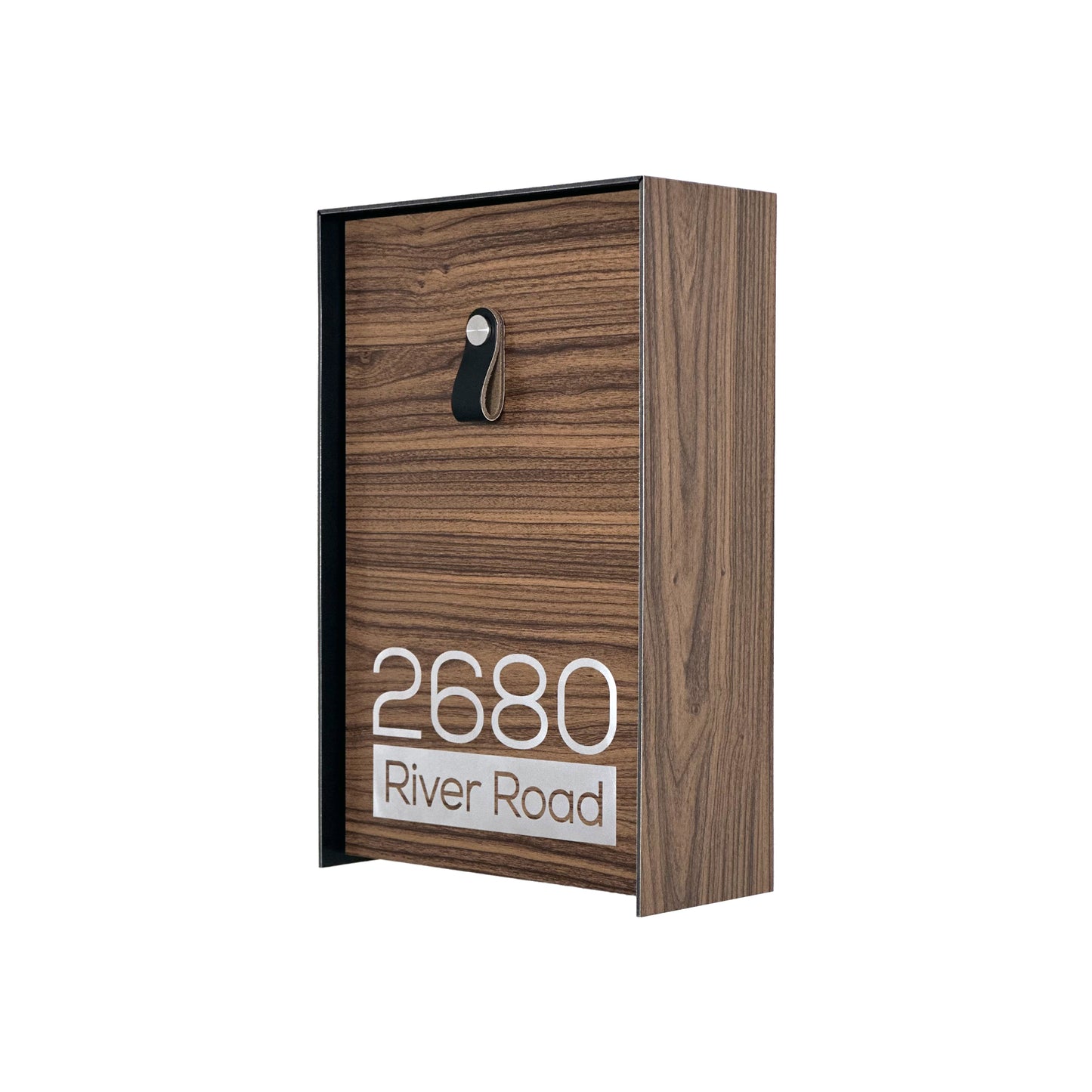Vertical Minimalist Walnut Aluminium Mailbox - Contemporary Wall Mounted Stylish Letterbox for Home and Office with Engraved Personalization