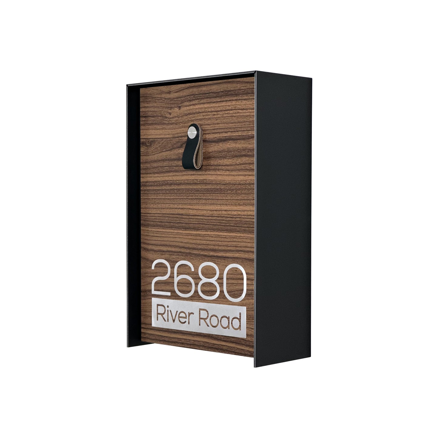 Vertical Minimalist Black/Walnut Aluminium Mailbox - Contemporary Wall Mounted Stylish Letterbox for Home and Office with Engraved Personalization