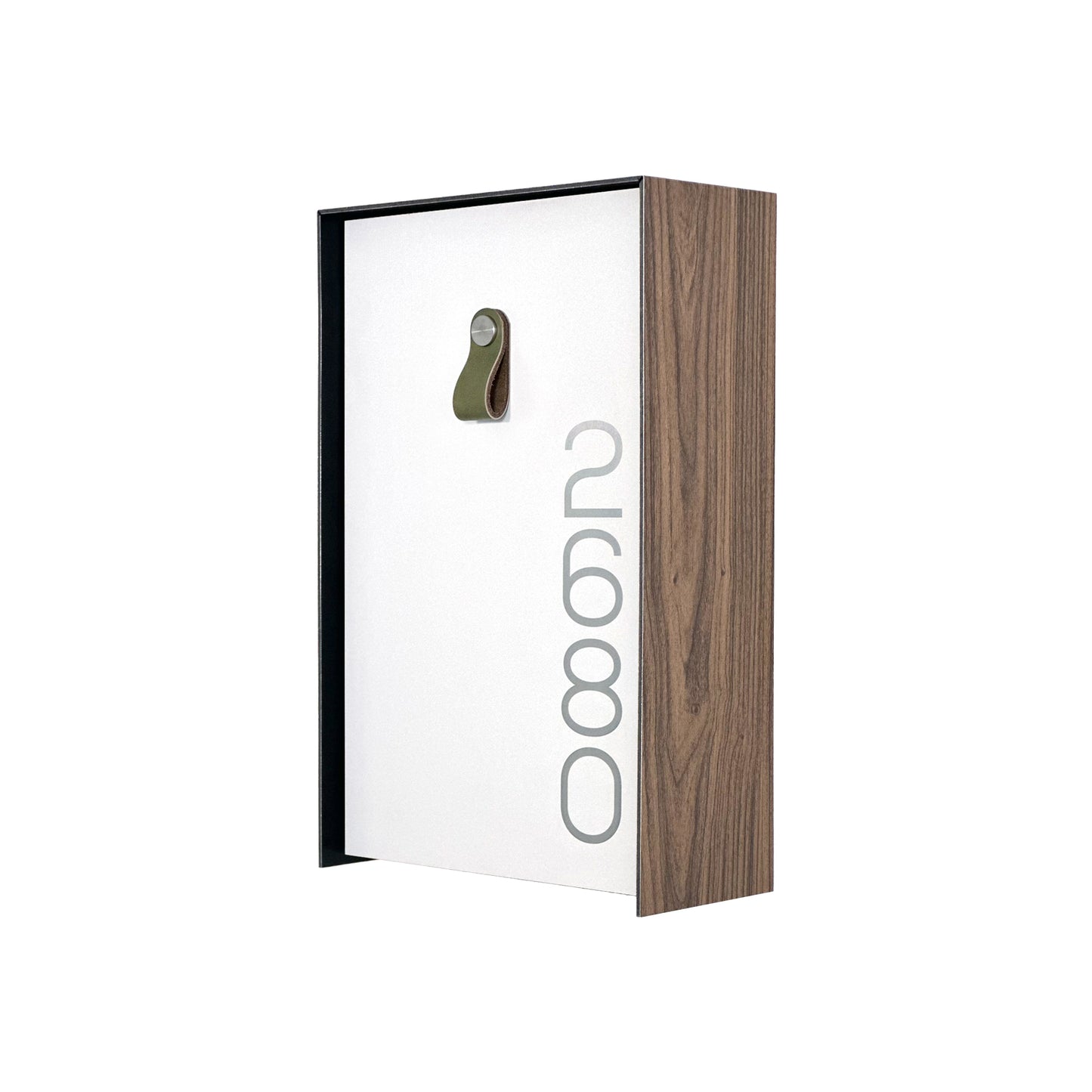 Vertical Minimalist Walnut/White Aluminium Mailbox - Contemporary Wall Mounted Stylish Letterbox for Home and Office with Engraved Personalization