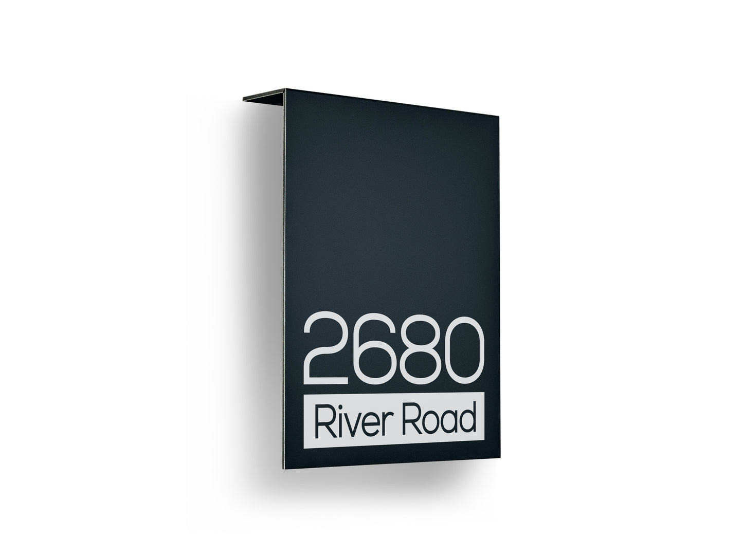 Modern Black Aluminium Address Sign - Personalized House Number Sign - Laser Engraved Street Name Plaque