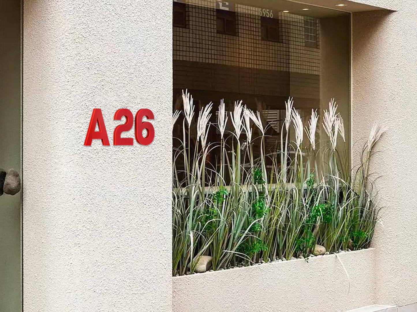 Modern House Numbers - TwoTone - Address Sign Red/Red - Apartment Door Number