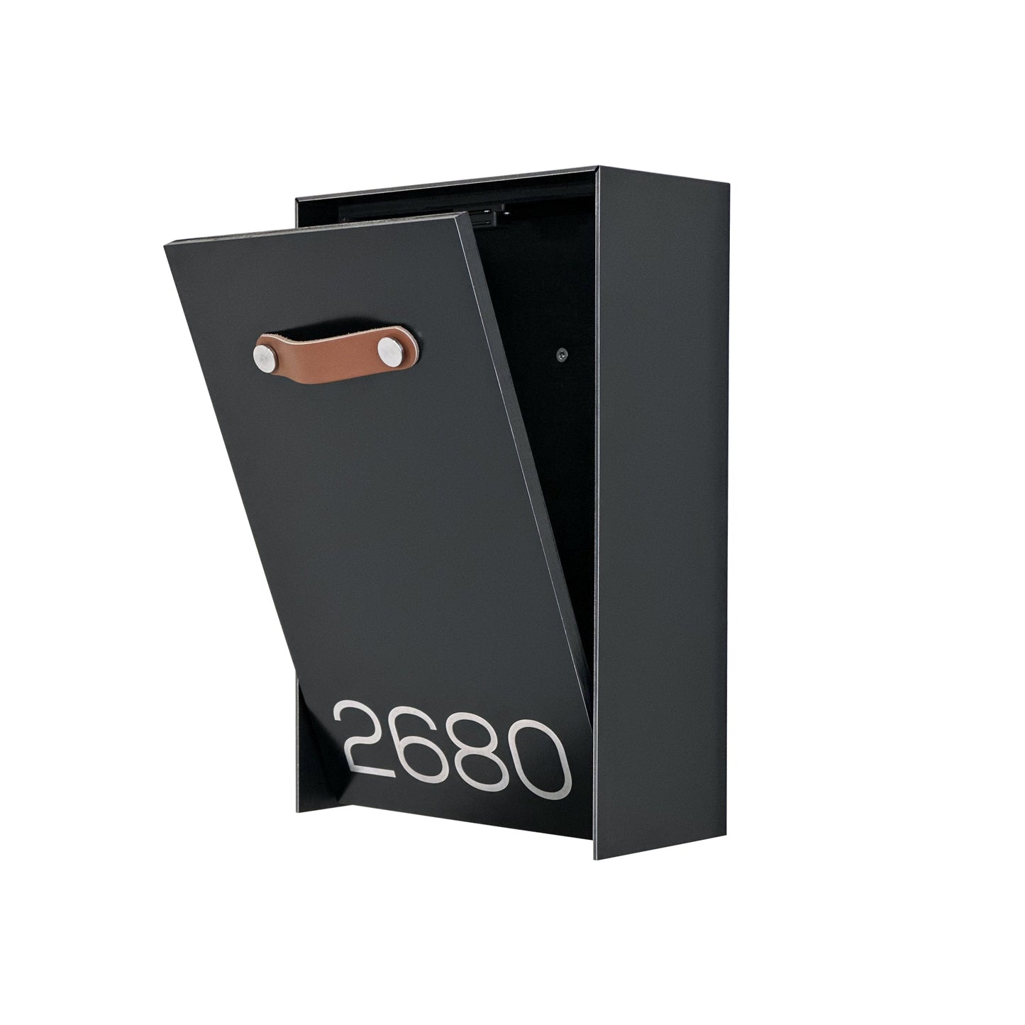 Vertical Minimalist Black Aluminium Mailbox - Contemporary Wall Mounted Stylish Letterbox for Home and Office with Engraved Personalization