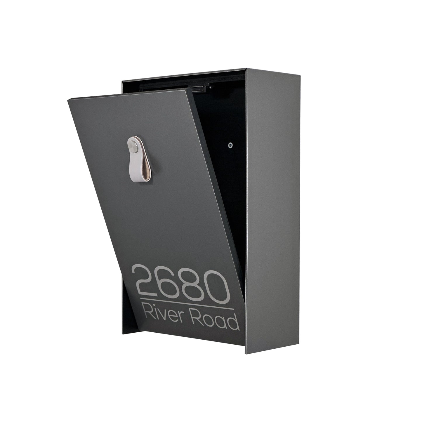 Vertical Minimalist Metallic Gray Aluminium Mailbox - Contemporary Wall Mounted Stylish Letterbox for Home and Office with Engraved Personalization