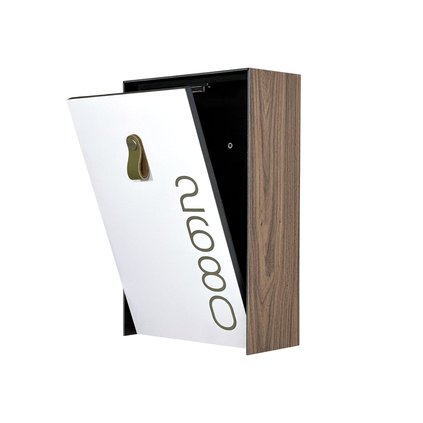 Vertical Minimalist Walnut/White Aluminium Mailbox - Contemporary Wall Mounted Stylish Letterbox for Home and Office with Engraved Personalization