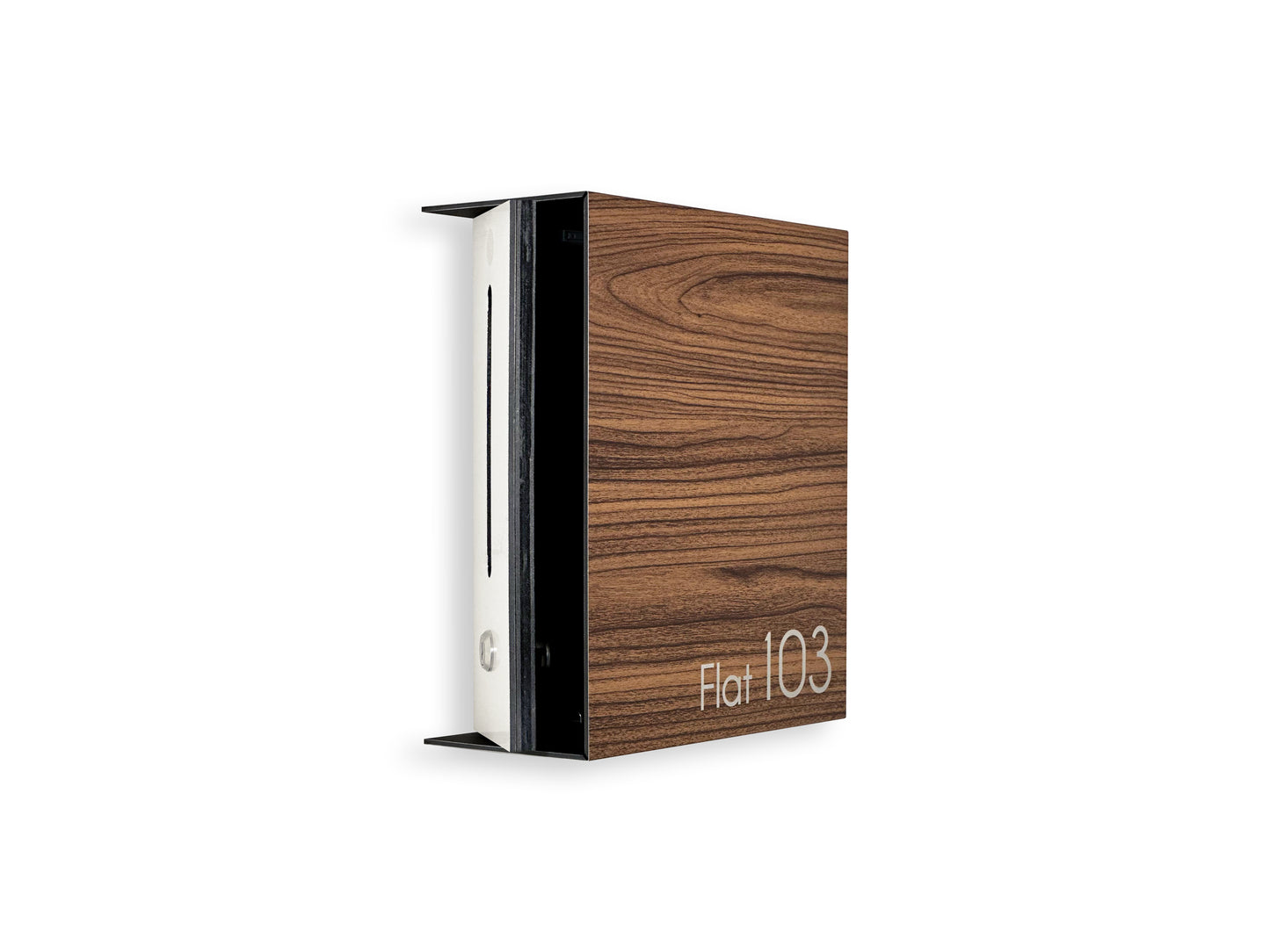 Small Walnut/White Minimalist Mailbox - Modern Stylish Letterbox for Home and Office with Engraved Personalization