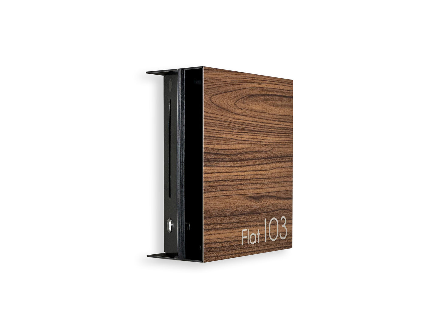 Small Walnut/Black Minimalist Mailbox - Modern Stylish Letterbox for Home and Office with Engraved Personalization