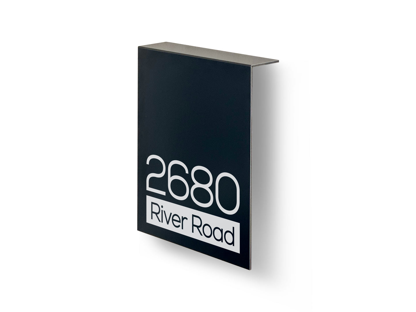 Modern Black Aluminium Address Sign - Personalized House Number Sign - Laser Engraved Street Name Plaque