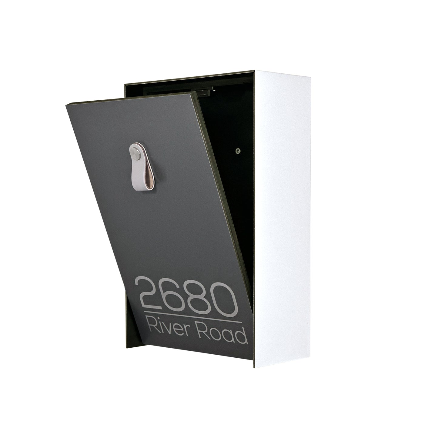 Vertical Minimalist White/Metallic Gray Aluminium Mailbox - Contemporary Wall Mounted Stylish Letterbox for Home and Office with Engraved Personalization