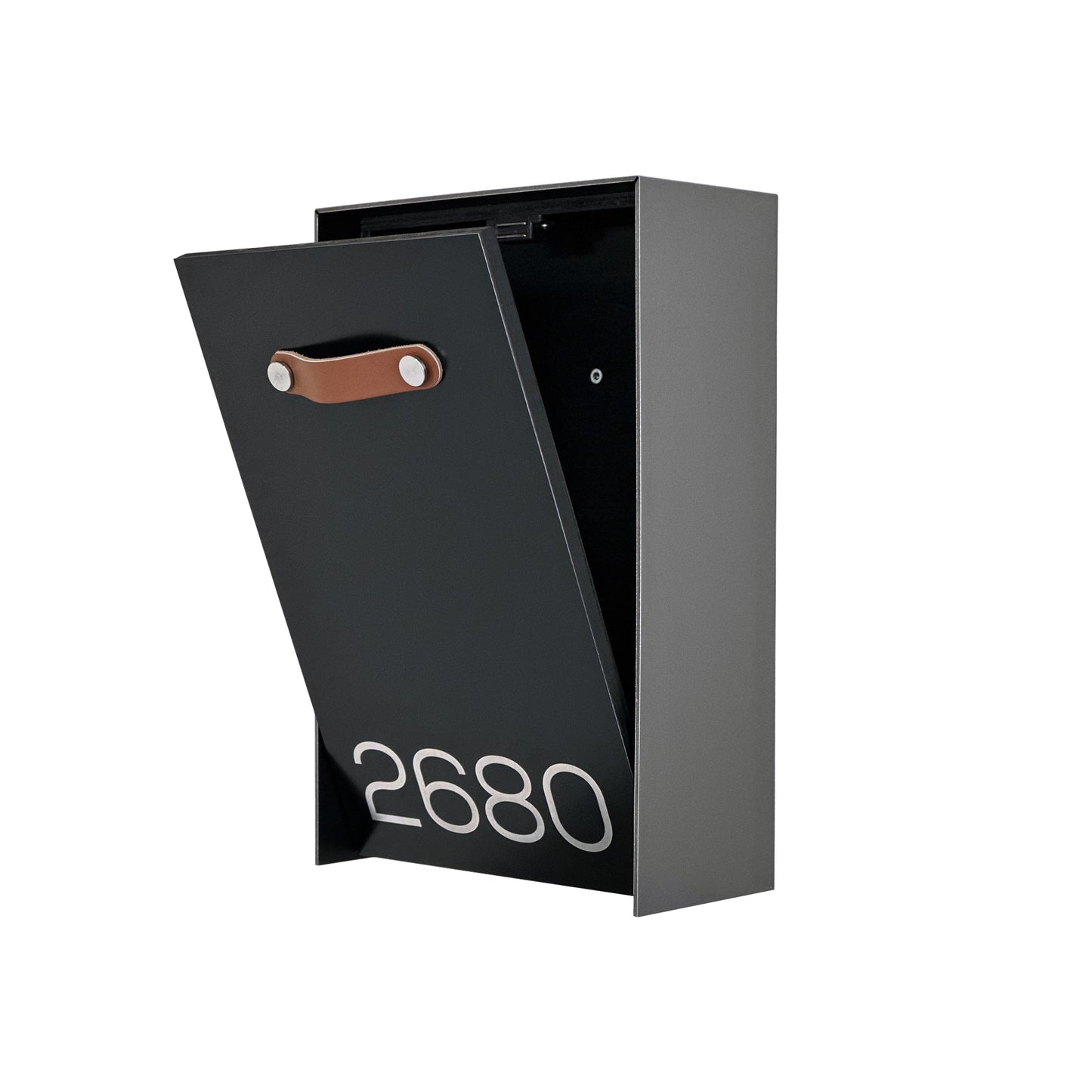 Vertical Minimalist Metallic Gray/Black Aluminium Mailbox - Contemporary Wall Mounted Stylish Letterbox for Home and Office with Engraved Personalization