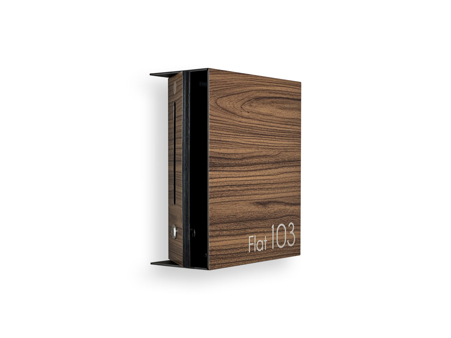 Small Walnut Minimalist Mailbox - Modern Stylish Letterbox for Home and Office with Engraved Personalization