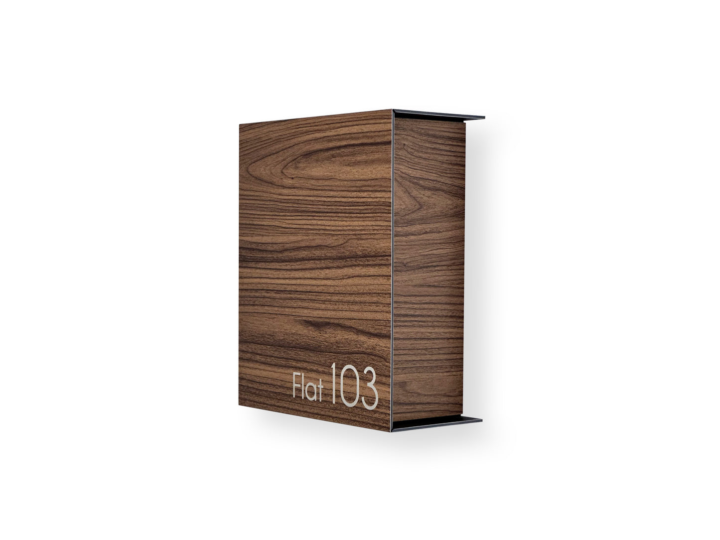 Small Walnut Minimalist Mailbox - Modern Stylish Letterbox for Home and Office with Engraved Personalization
