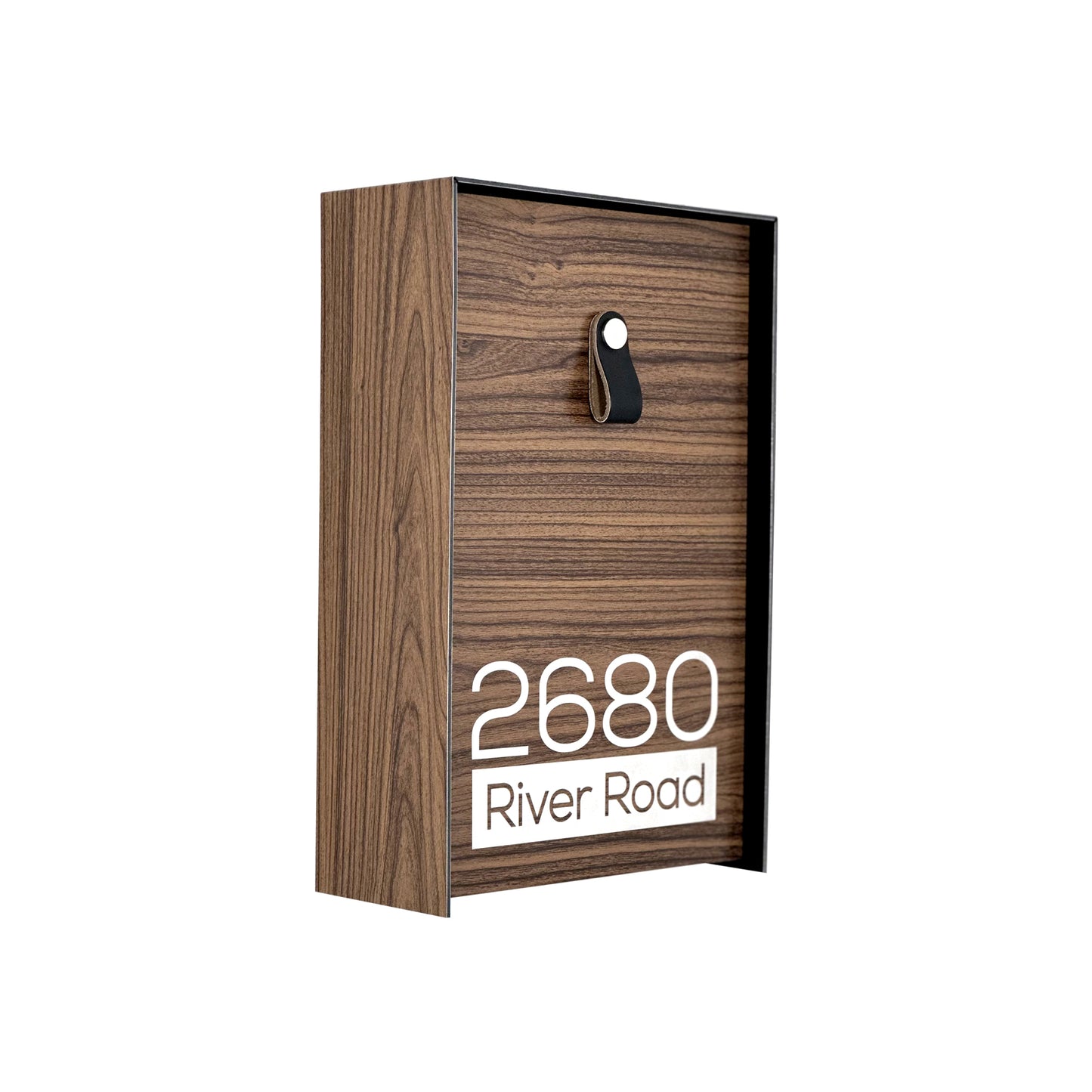 Vertical Minimalist Walnut Aluminium Mailbox - Contemporary Wall Mounted Stylish Letterbox for Home and Office with Engraved Personalization