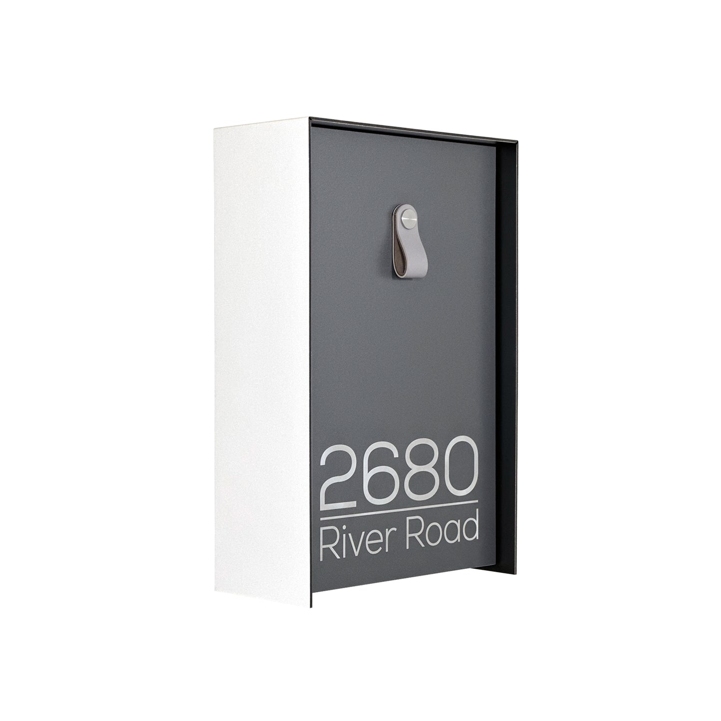 Vertical Minimalist White/Metallic Gray Aluminium Mailbox - Contemporary Wall Mounted Stylish Letterbox for Home and Office with Engraved Personalization