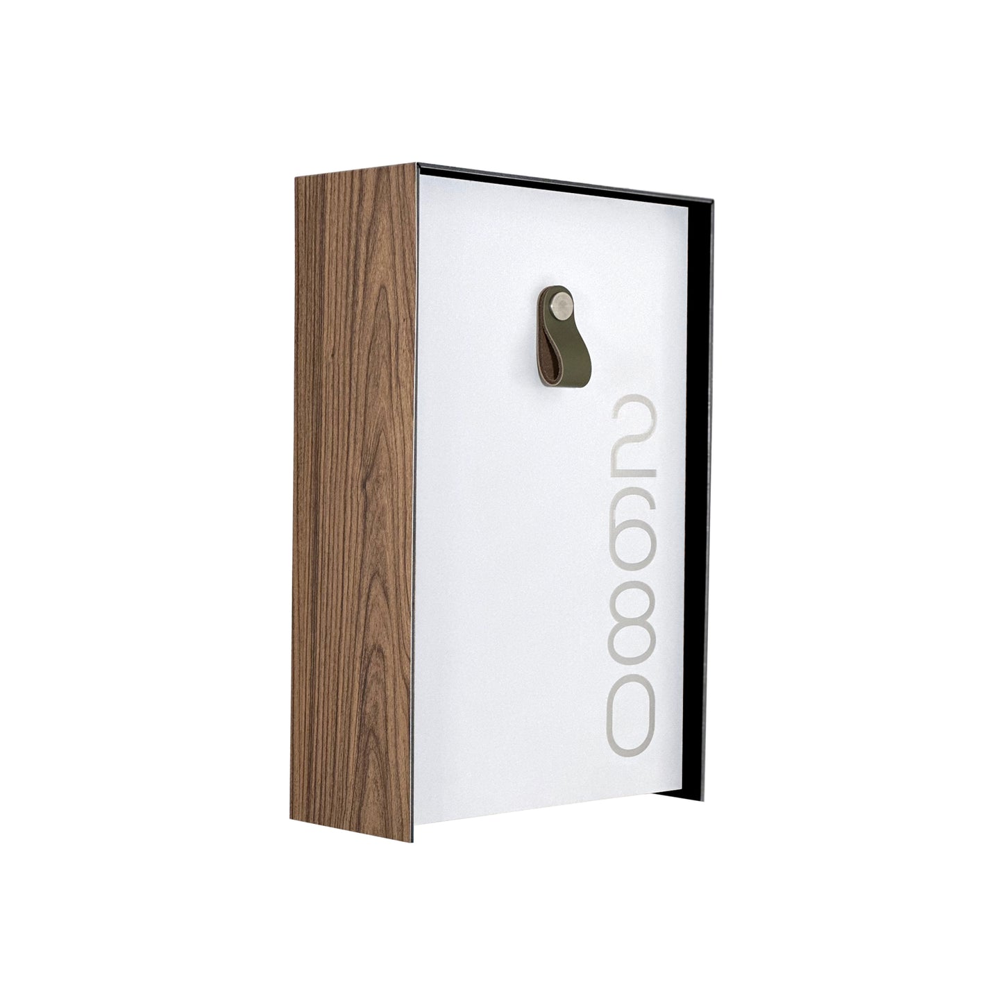Vertical Minimalist Walnut/White Aluminium Mailbox - Contemporary Wall Mounted Stylish Letterbox for Home and Office with Engraved Personalization