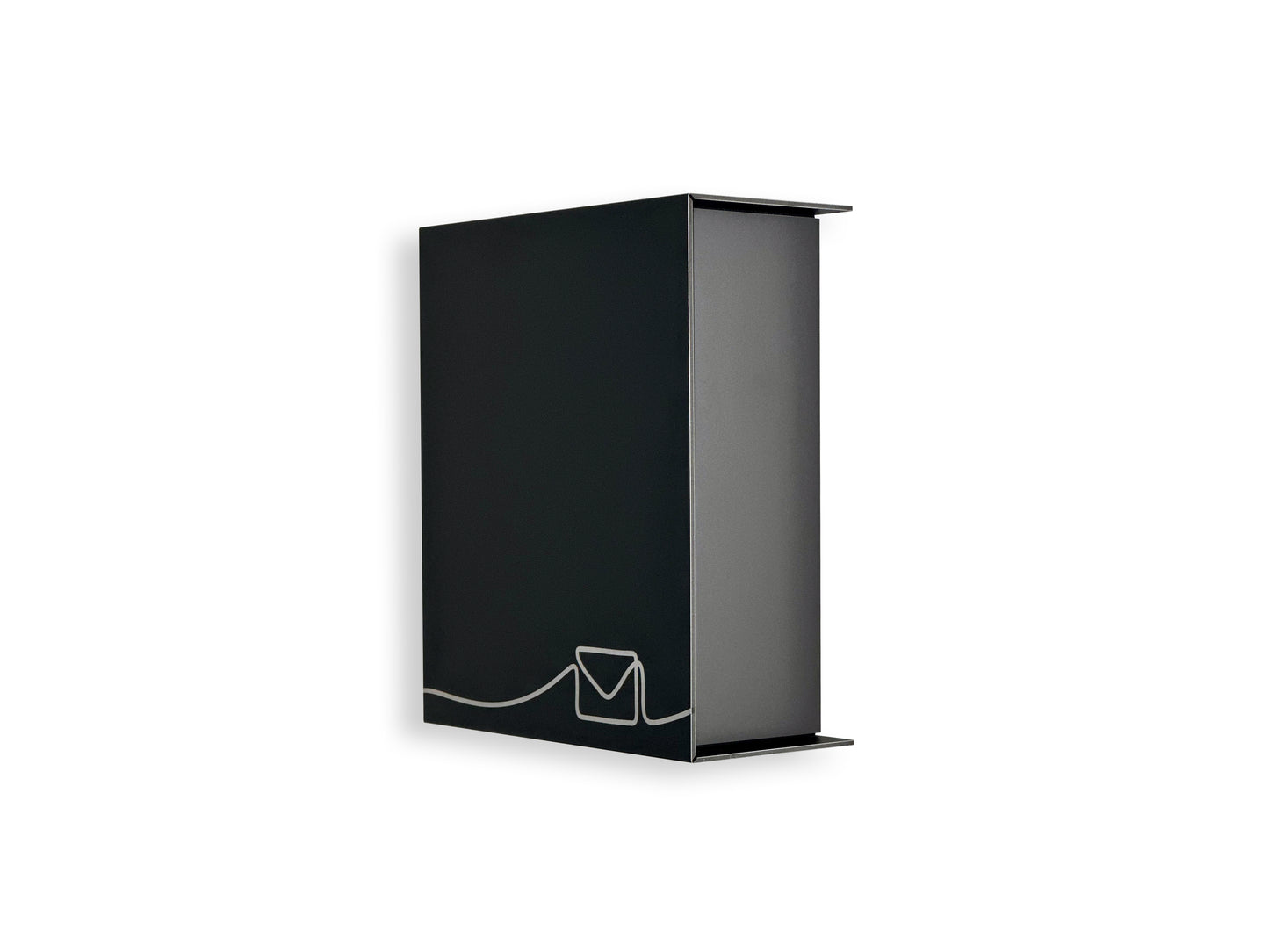 Small Black/Metallic Gray Minimalist Mailbox - Modern Stylish Letterbox for Home and Office with Engraved Personalization