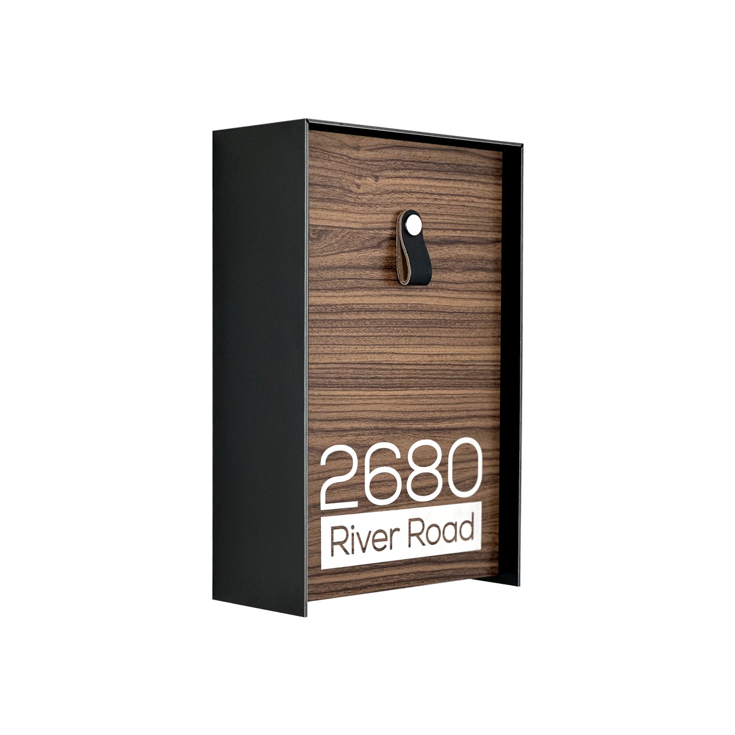 Vertical Minimalist Black/Walnut Aluminium Mailbox - Contemporary Wall Mounted Stylish Letterbox for Home and Office with Engraved Personalization