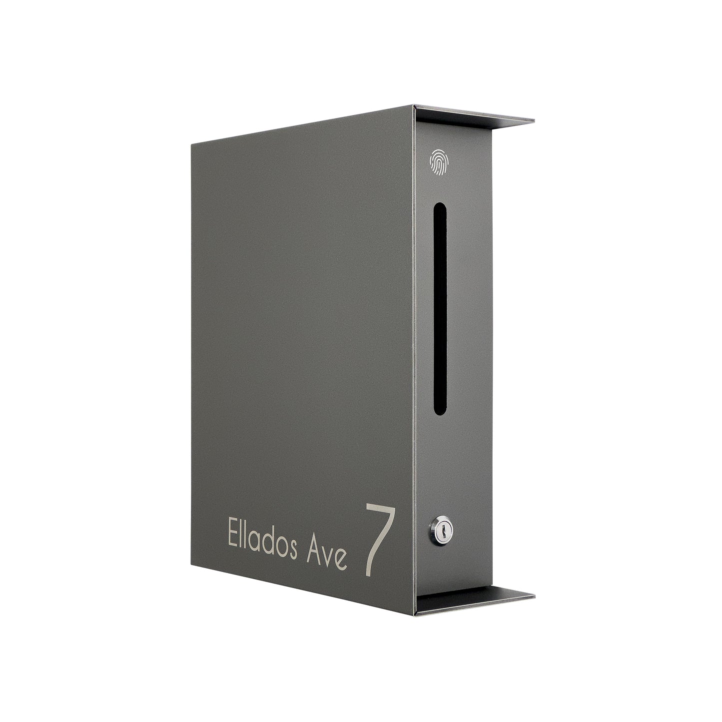 Metallic Gray Minimalist Mailbox - Modern Stylish Letterbox for Home and Office with Engraved Personalization