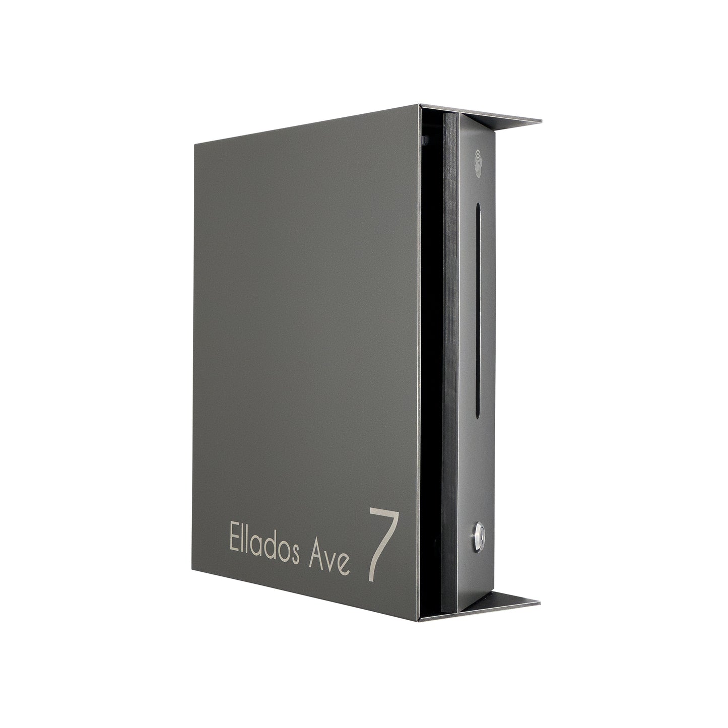 Metallic Gray Minimalist Mailbox - Modern Stylish Letterbox for Home and Office with Engraved Personalization
