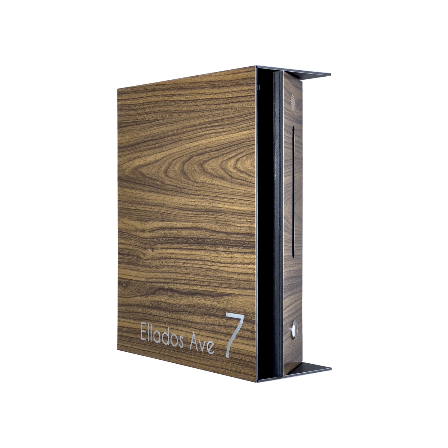 Walnut Minimalist Mailbox - Modern Stylish Letterbox for Home and Office with Engraved Personalization