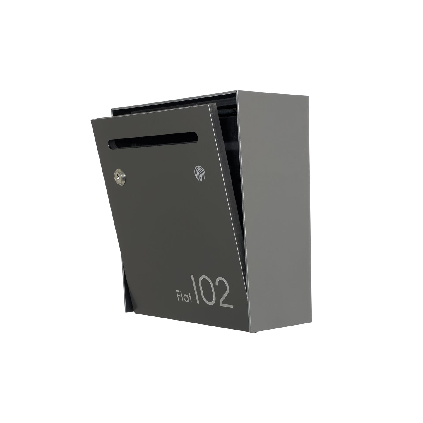 Small Apartment Mailbox - Minimalist Metallic Gray Wall Mounted Modern Stylish Letterbox with Engraved Personalization