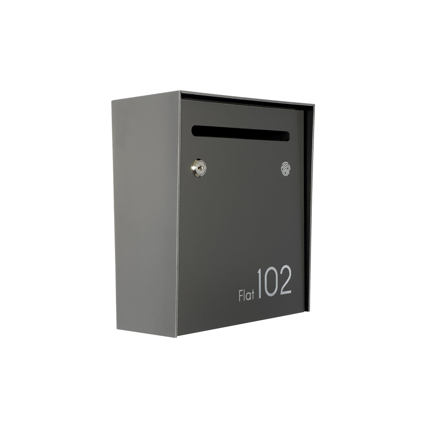 Small Apartment Mailbox - Minimalist Metallic Gray Wall Mounted Modern Stylish Letterbox with Engraved Personalization
