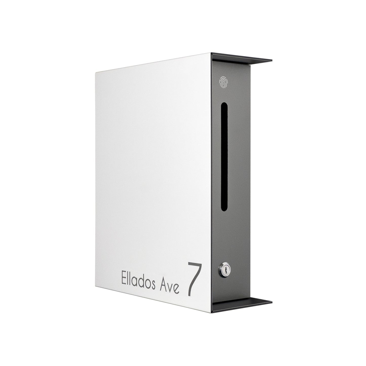 White/Metallic Gray Minimalist Mailbox - Modern Stylish Letterbox for Home and Office with Engraved Personalization