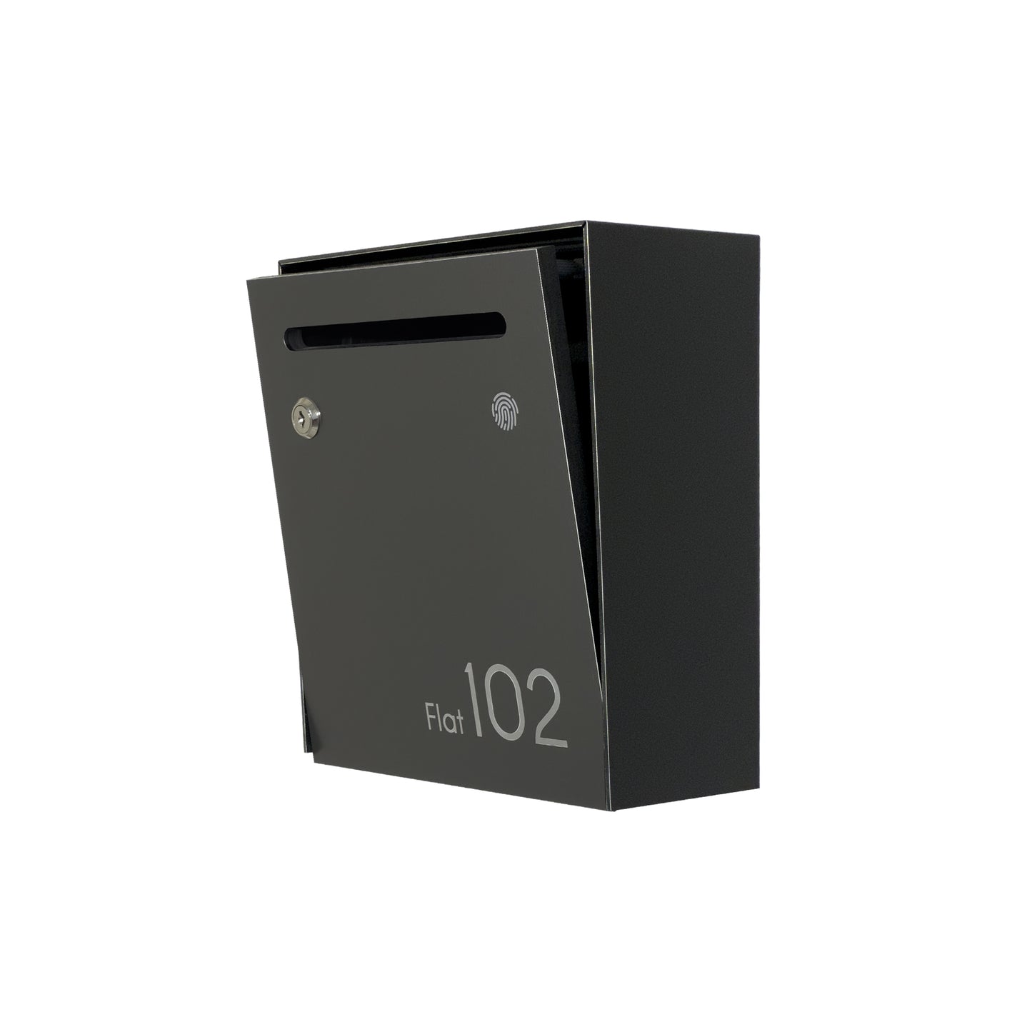 Small Apartment Mailbox - Minimalist Black/Metallic Gray Letterbox Durable Wall Mounted Modern Stylish Letterbox with Engraved Personalization