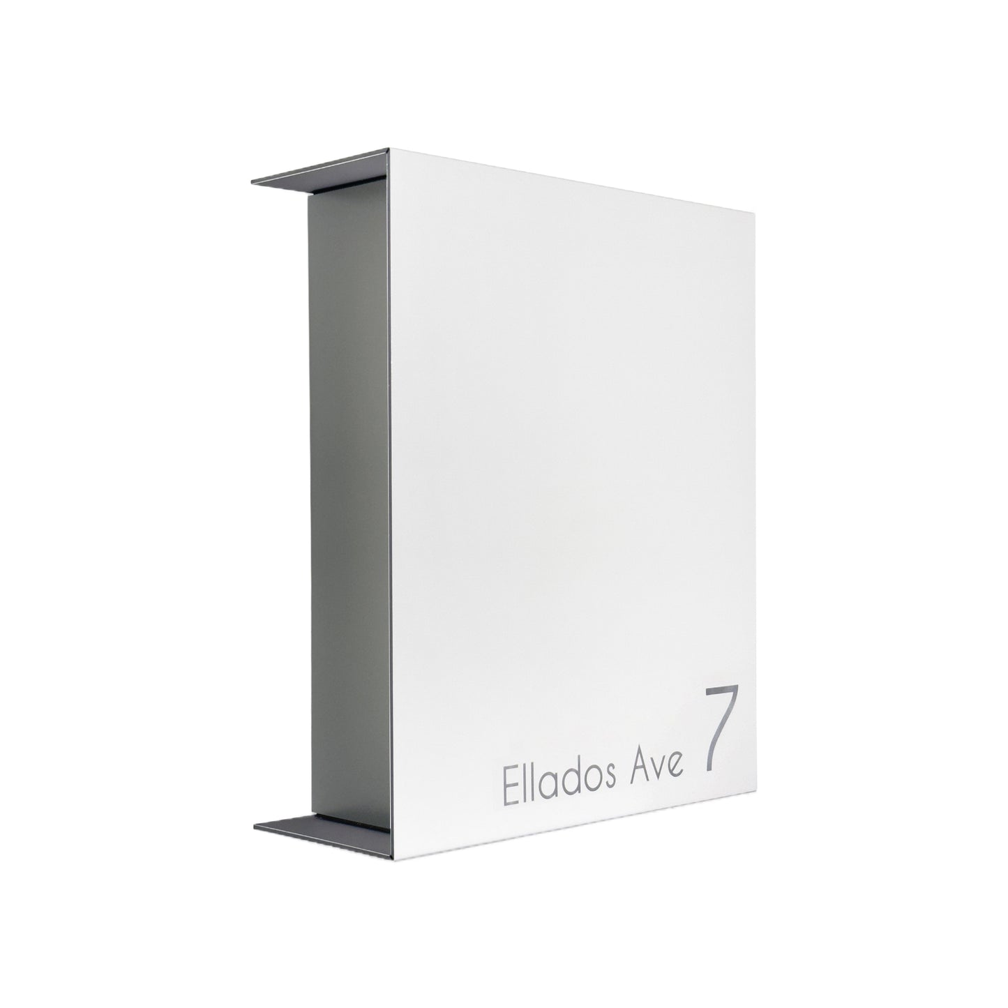 White/Metallic Gray Minimalist Mailbox - Modern Stylish Letterbox for Home and Office with Engraved Personalization