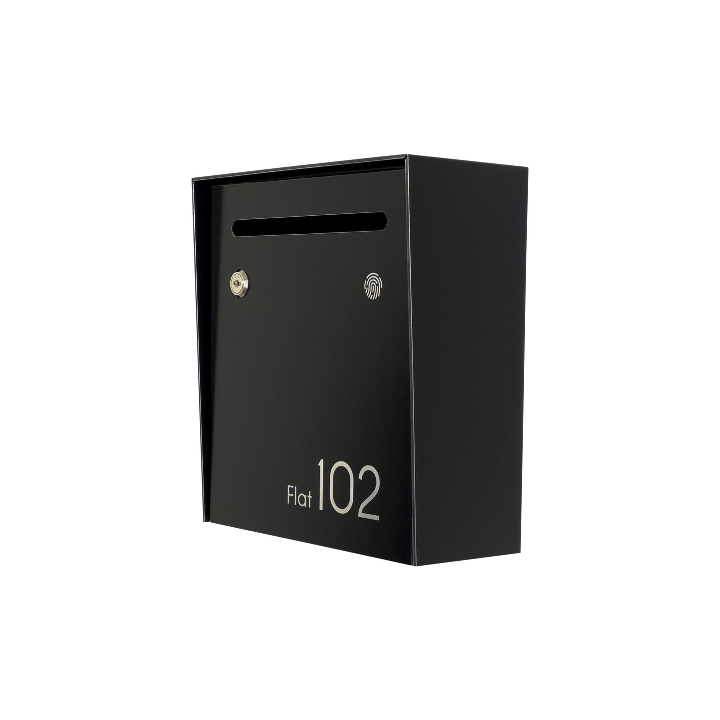 Small Apartment Mailbox - Minimalist Black Wall Mounted Modern Stylish Letterbox with Engraved Personalization