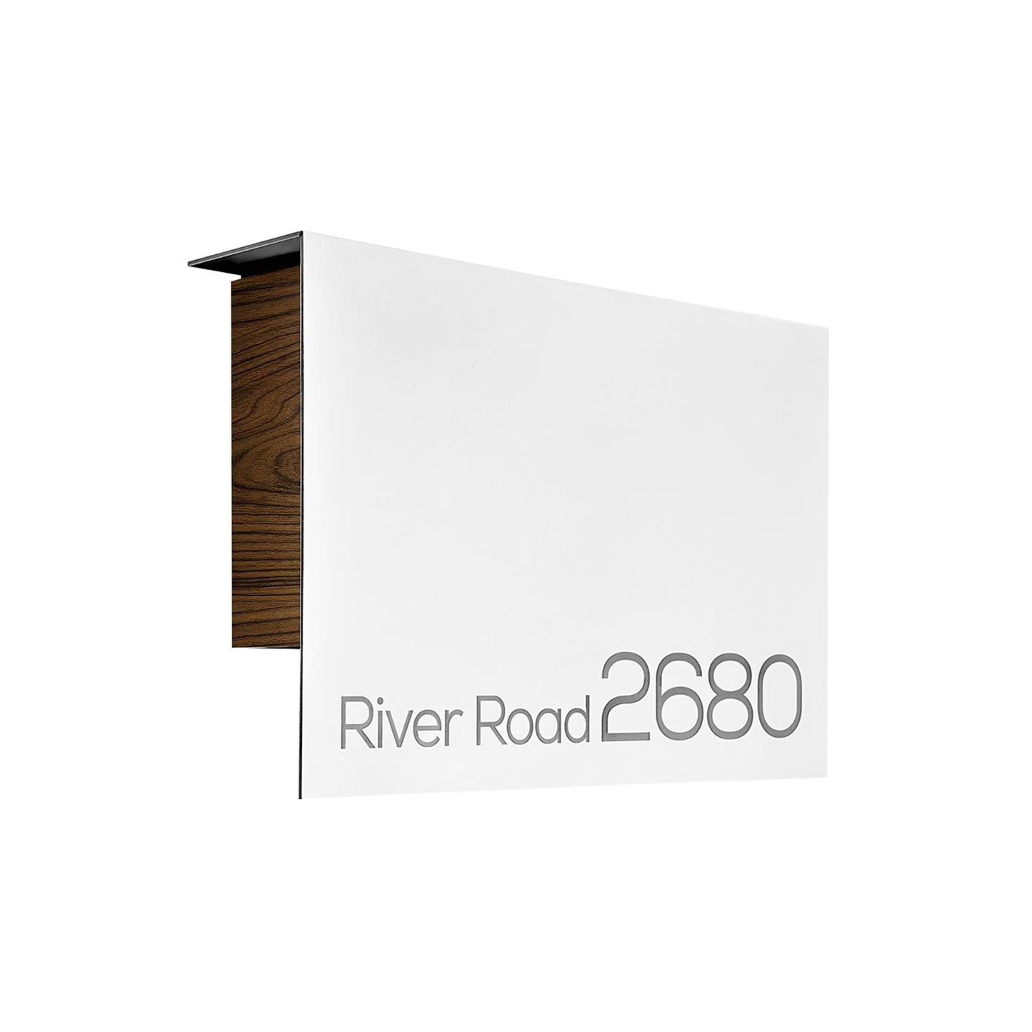 Elegant Minimalist White/Walnut Aluminium Mailbox - Durable Wall Mounted Modern Stylish Letterbox for Home and Office with Engraved Personalization