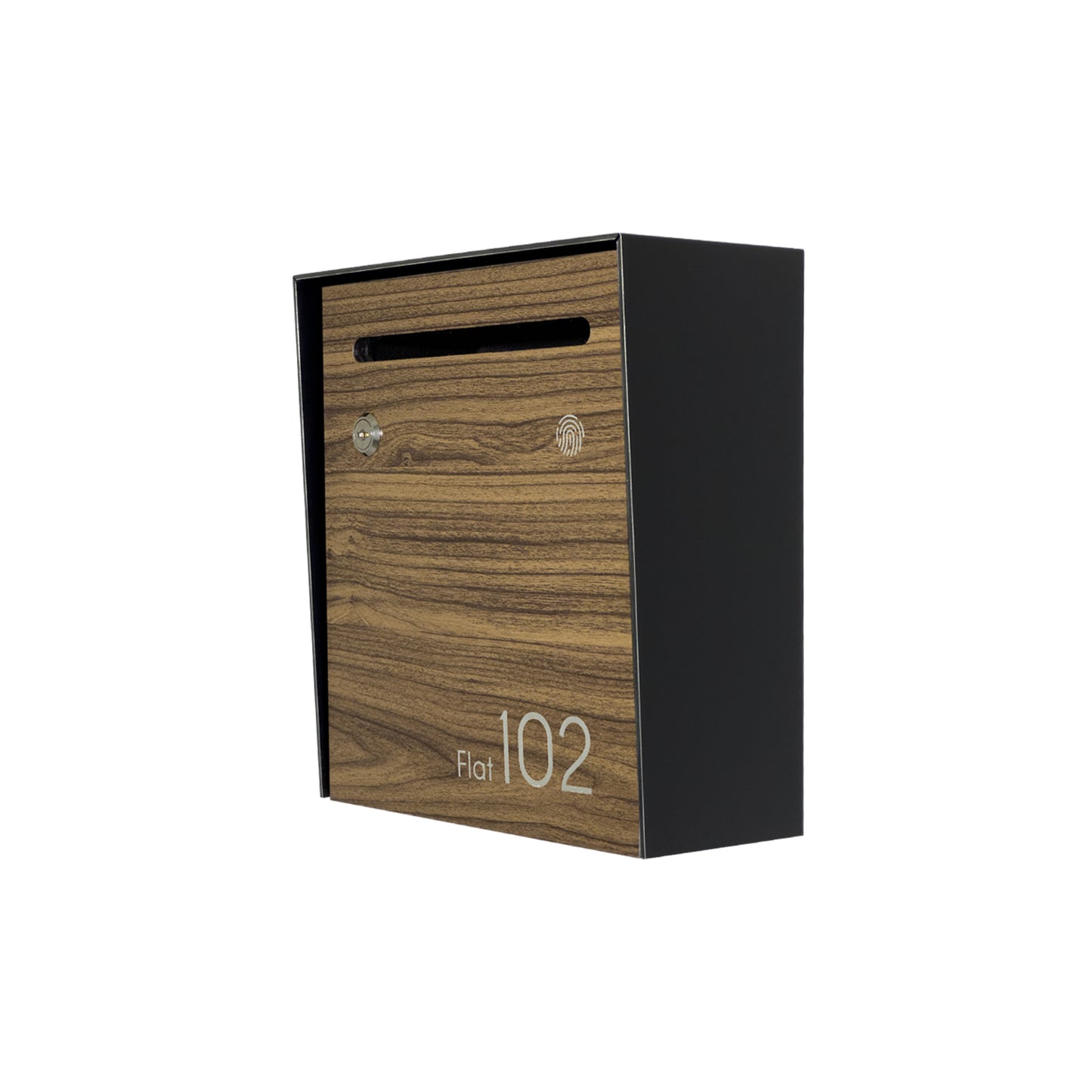 Small Apartment Mailbox - Minimalist Black/Walnut Wall Mounted Modern Stylish Letterbox with Engraved Personalization