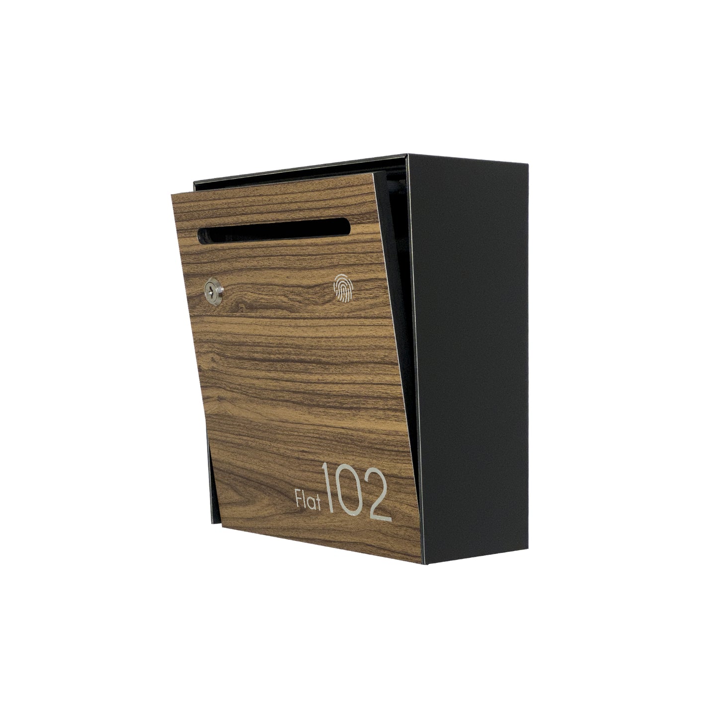 Small Apartment Mailbox - Minimalist Black/Walnut Wall Mounted Modern Stylish Letterbox with Engraved Personalization