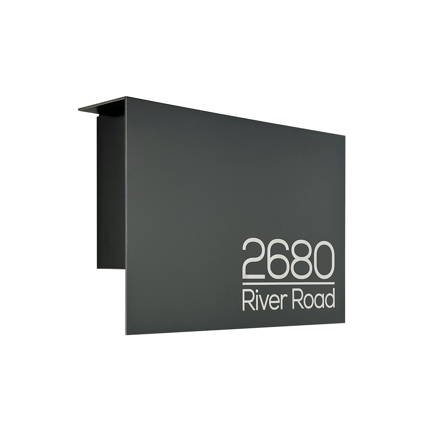 Elegant Minimalist Metallic Gray/Black Aluminium Mailbox - Durable Wall Mounted Modern Stylish Letterbox for Home and Office with Engraved Personalization