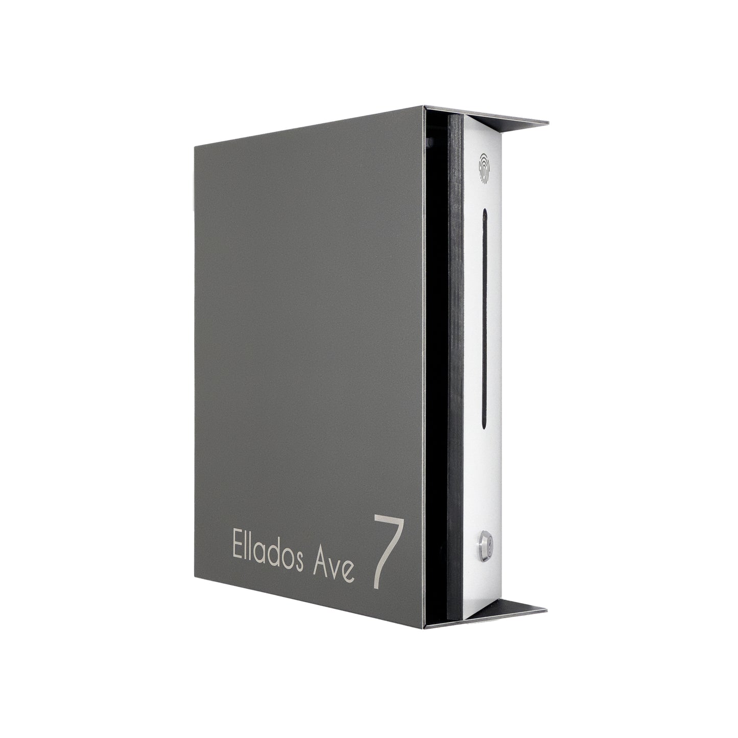 Metallic Gray/White Minimalist Mailbox - Modern Stylish Letterbox for Home and Office with Engraved Personalization