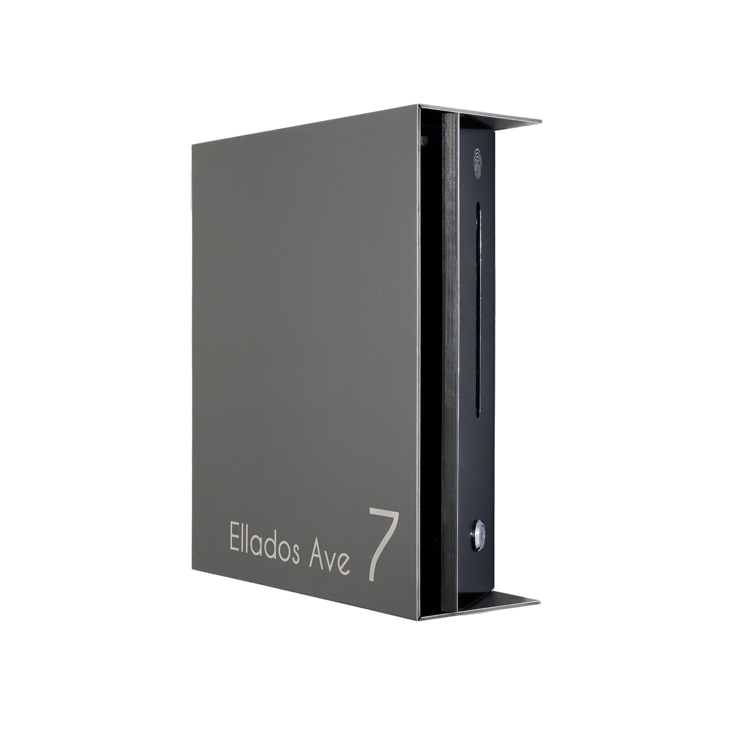 Metallic Gray/Black Minimalist Mailbox - Modern Stylish Letterbox for Home and Office with Engraved Personalization