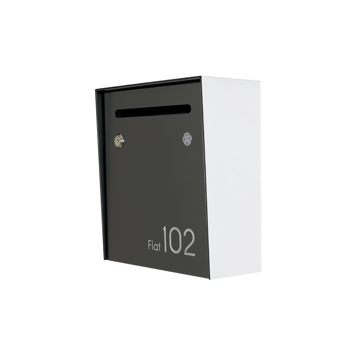 Small Apartment Mailbox - Minimalist White/Metallic Gray Wall Mounted Modern Stylish Letterbox with Engraved Personalization