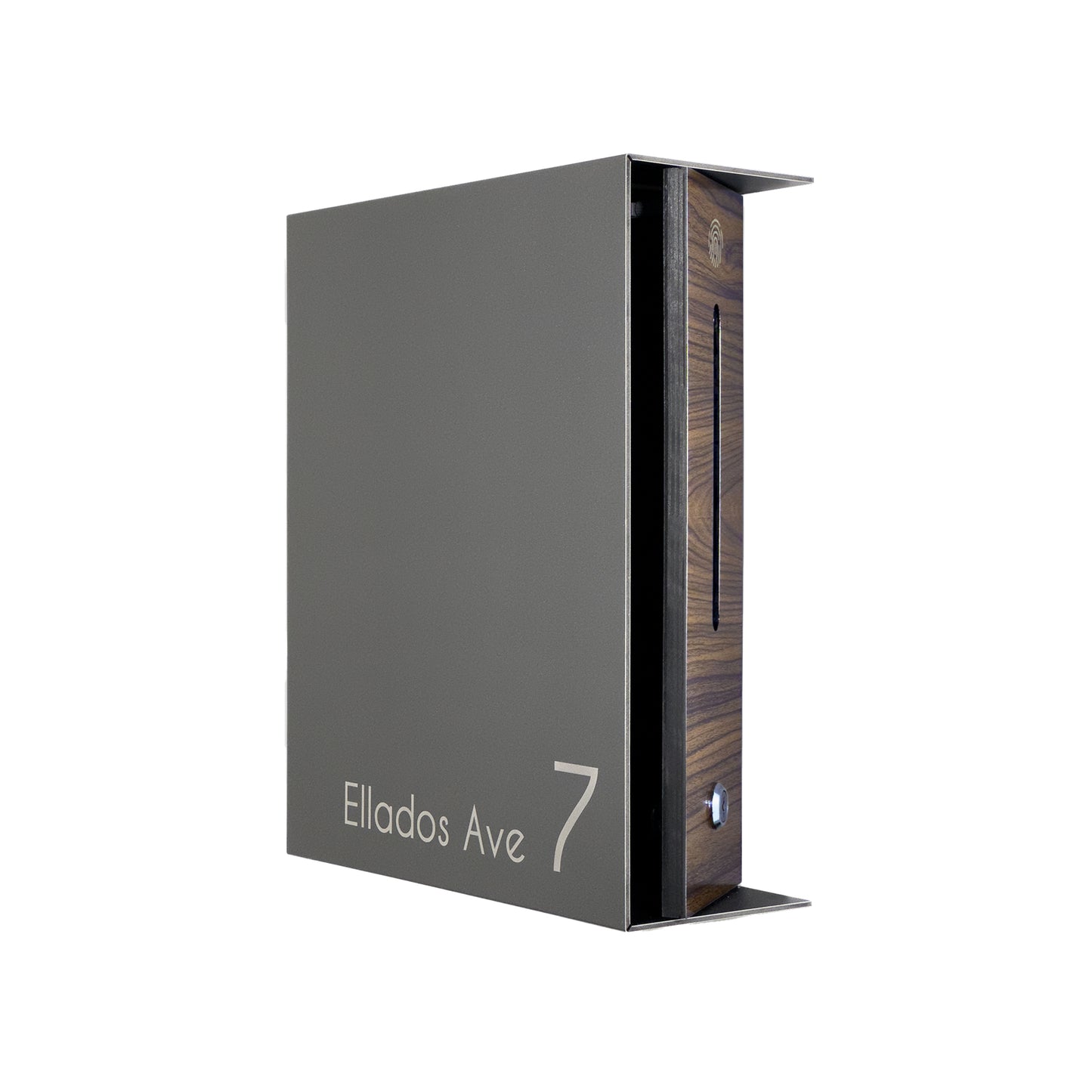 Metallic Gray/Walnut Minimalist Mailbox - Modern Stylish Letterbox for Home and Office with Engraved Personalization
