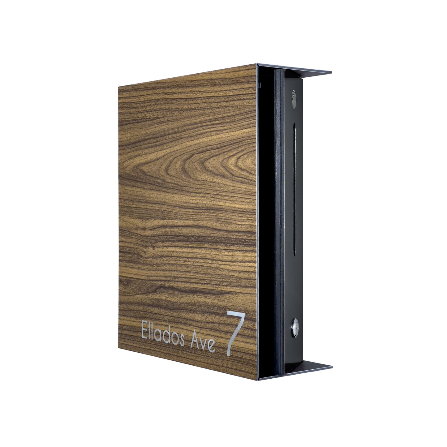 Walnut/Black Minimalist Mailbox - Modern Stylish Letterbox for Home and Office with Engraved Personalization
