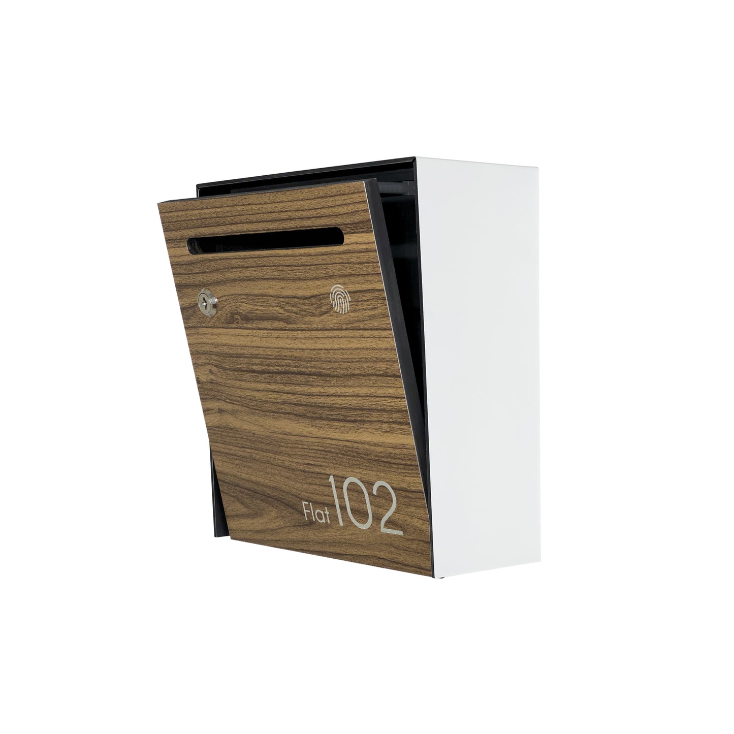 Small Apartment Mailbox - Minimalist White/Walnut Wall Mounted Modern Stylish Letterbox with Engraved Personalization
