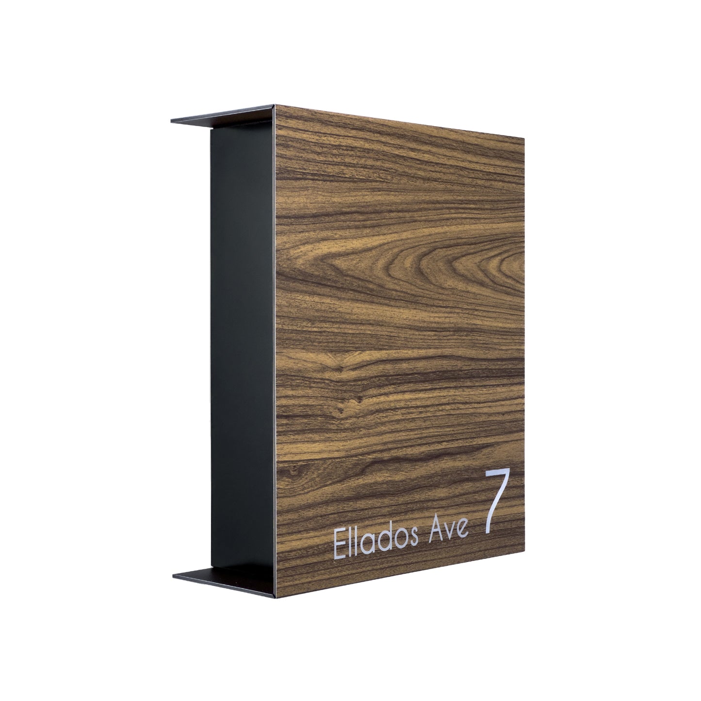 Walnut/Black Minimalist Mailbox - Modern Stylish Letterbox for Home and Office with Engraved Personalization