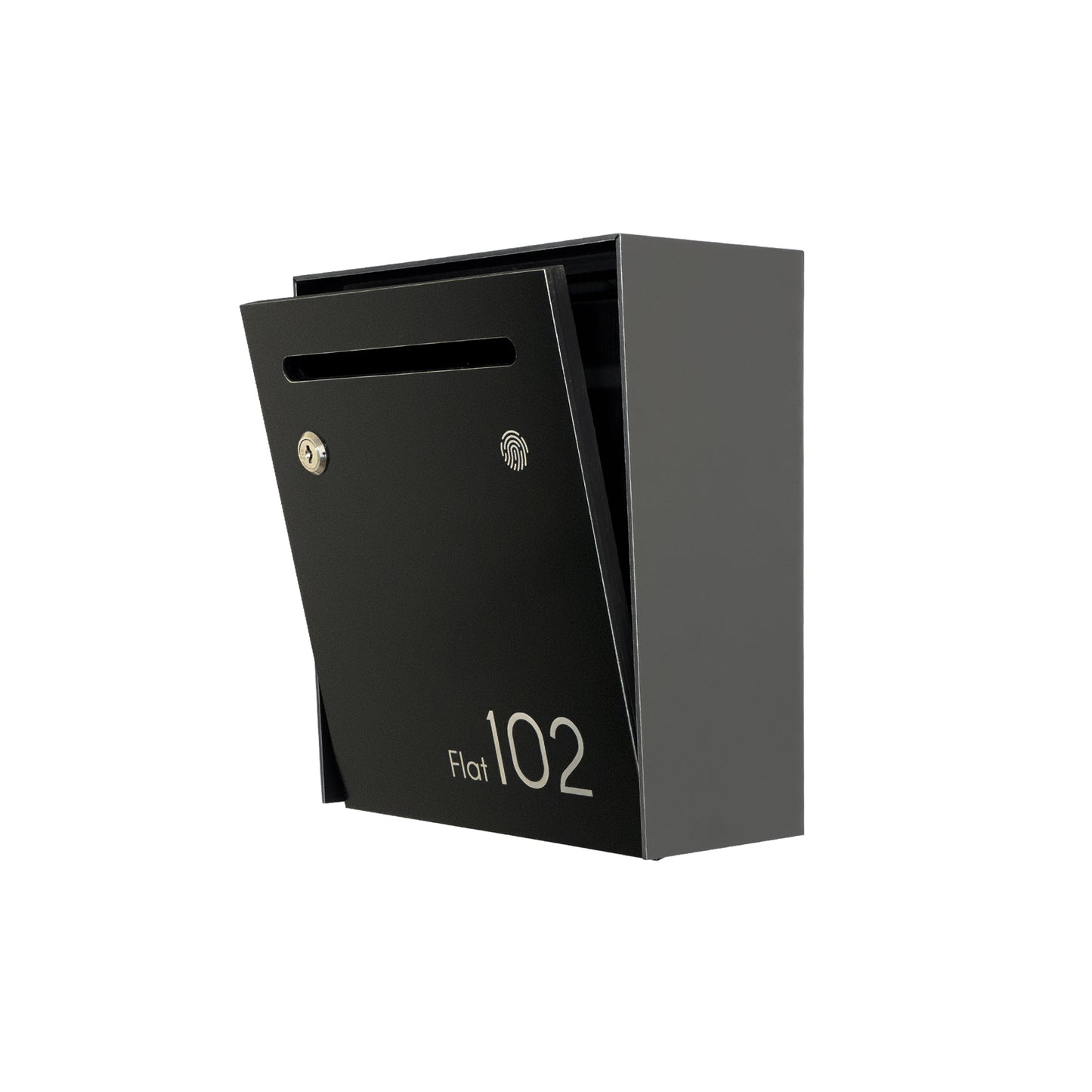 Small Apartment Mailbox - Minimalist Metallic Gray/Black Wall Mounted Modern Stylish Letterbox with Engraved Personalization