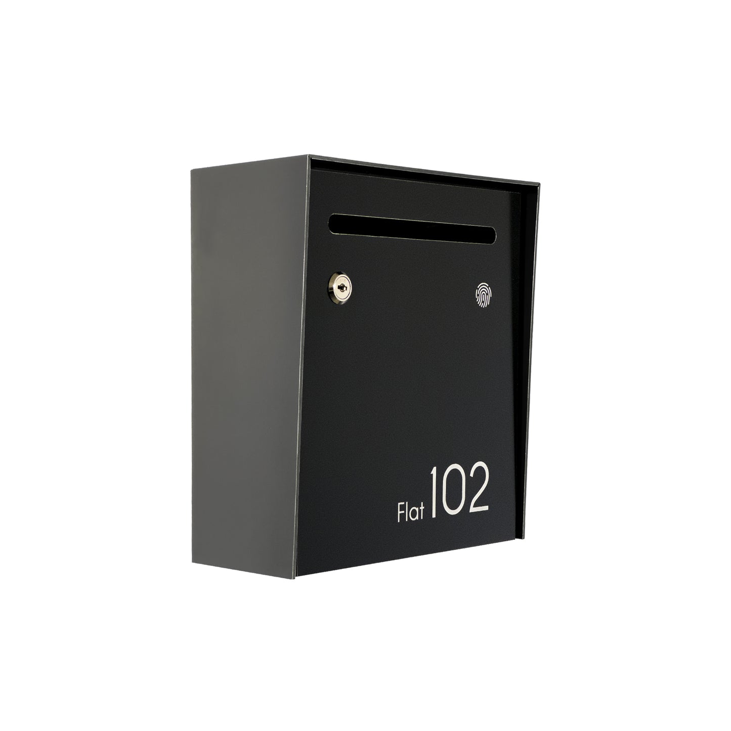 Small Apartment Mailbox - Minimalist Metallic Gray/Black Wall Mounted Modern Stylish Letterbox with Engraved Personalization
