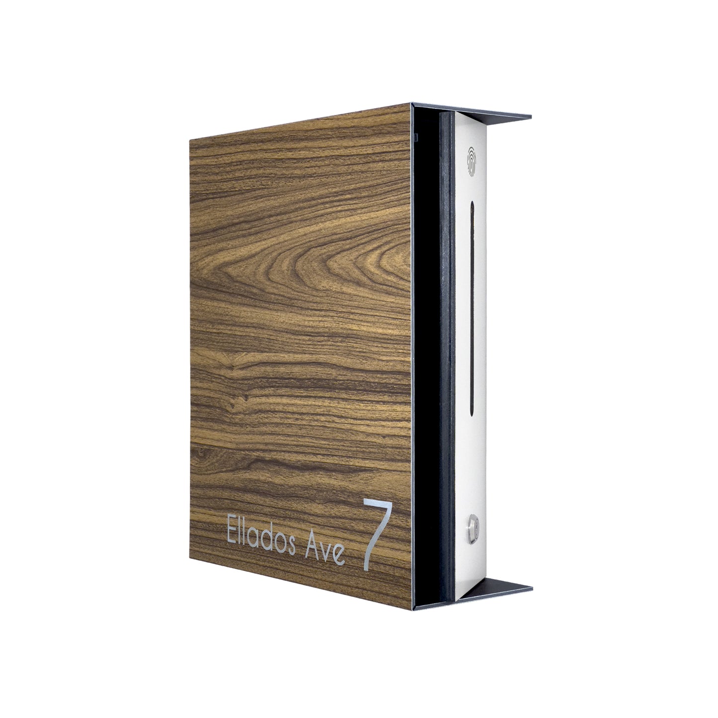 Walnut/White Minimalist Mailbox - Modern Stylish Letterbox for Home and Office with Engraved Personalization