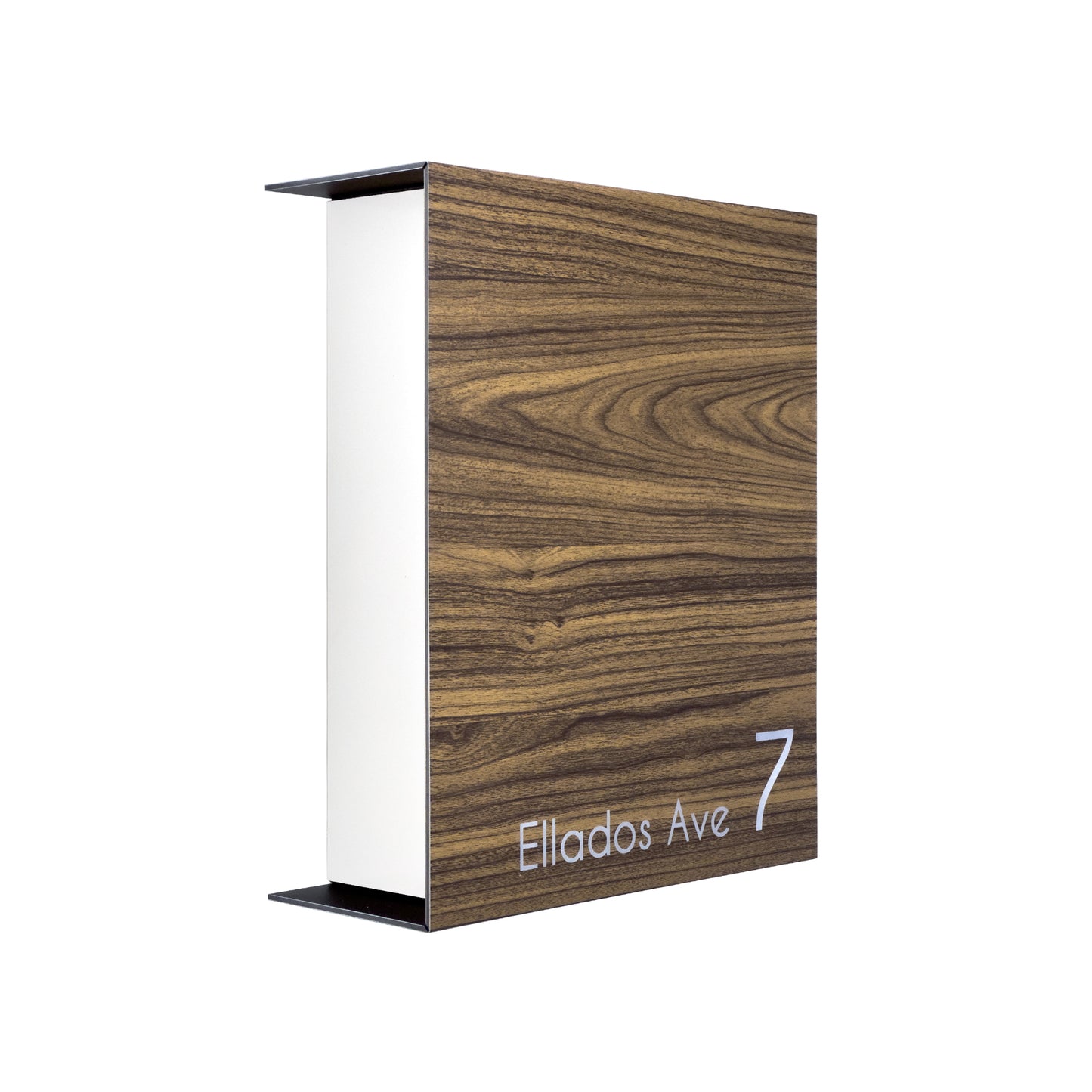 Walnut/White Minimalist Mailbox - Modern Stylish Letterbox for Home and Office with Engraved Personalization