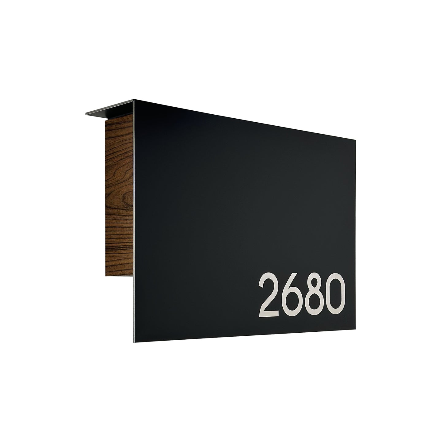 Elegant Minimalist Black/Walnut Aluminium Mailbox - Durable Wall Mounted Modern Stylish Letterbox for Home and Office with Engraved Personalization