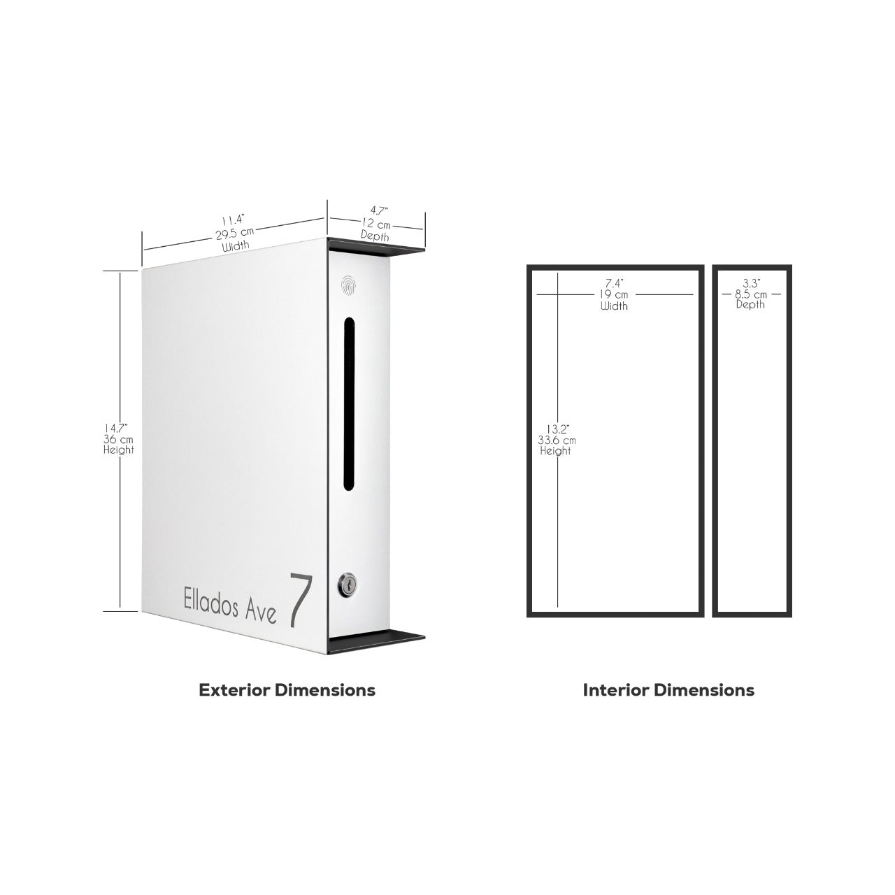 Black/Metallic Gray Minimalist Mailbox - Modern Stylish Letterbox for Home and Office with Engraved Personalization