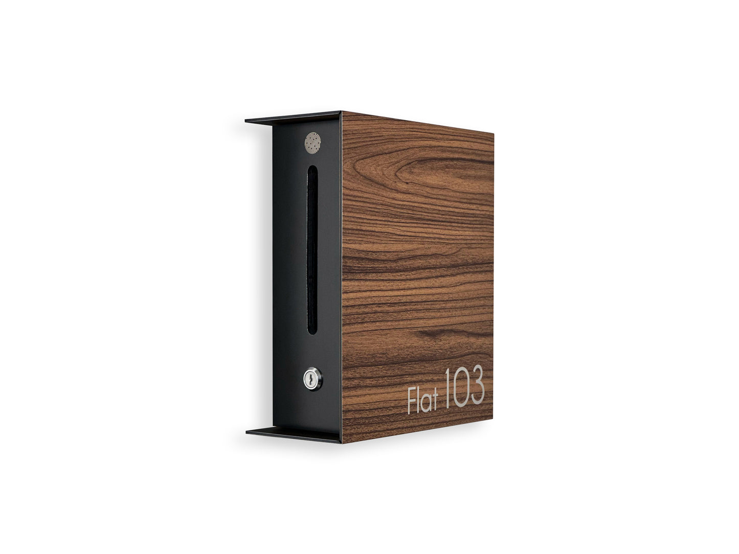 Small Walnut/Black Minimalist Mailbox - Modern Stylish Letterbox for Home and Office with Engraved Personalization