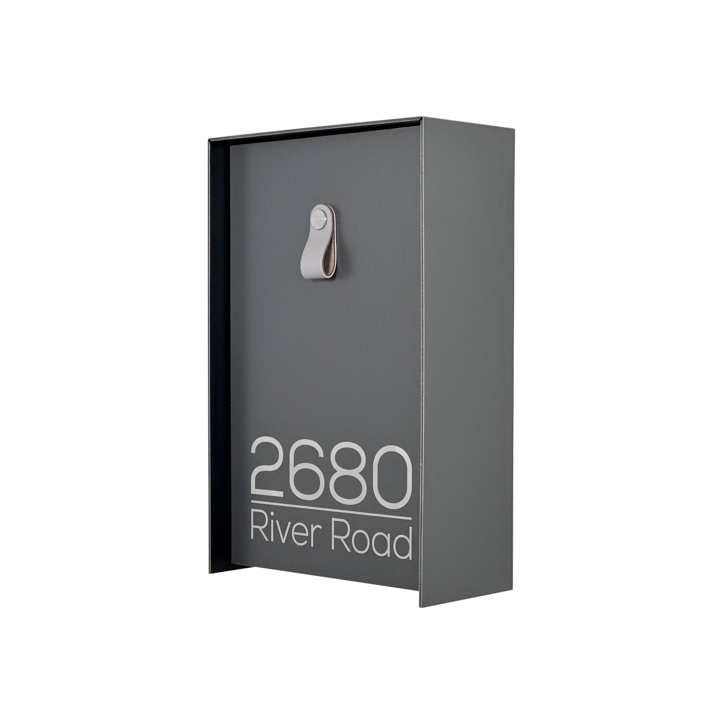 Vertical Minimalist Metallic Gray Aluminium Mailbox - Contemporary Wall Mounted Stylish Letterbox for Home and Office with Engraved Personalization