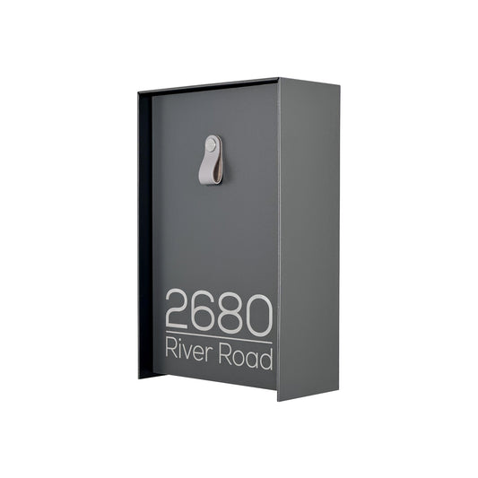 Vertical Minimalist Metallic Gray Aluminium Mailbox - Contemporary Wall Mounted Stylish Letterbox for Home and Office with Engraved Personalization
