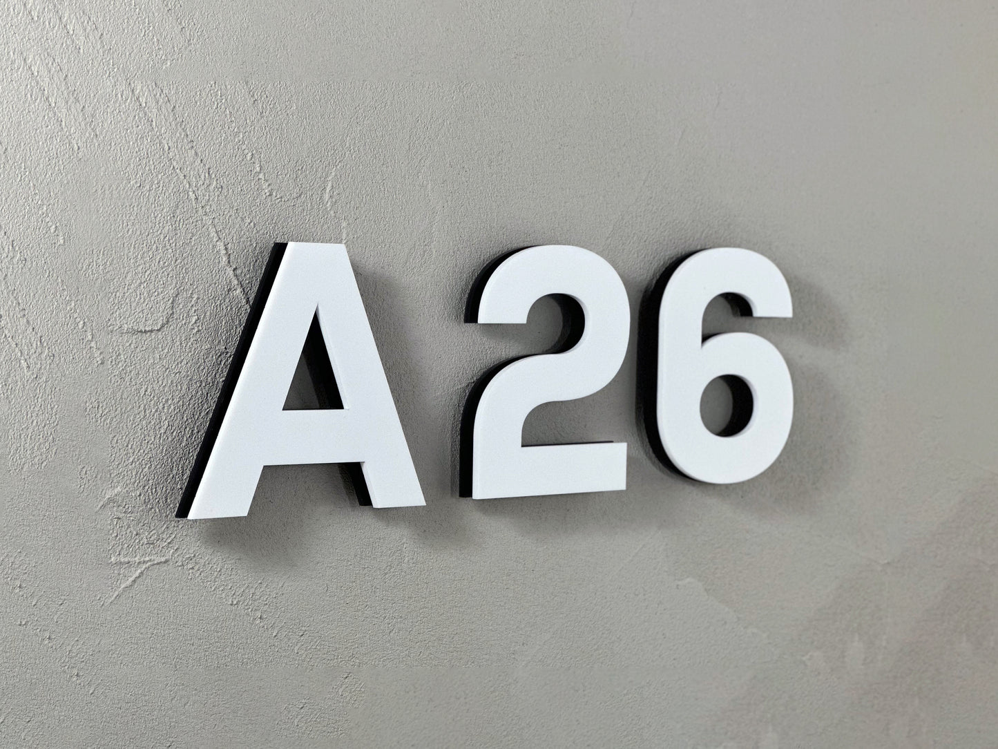 Modern House Numbers - TwoTone - Address Sign White/Black - Apartment Door Number